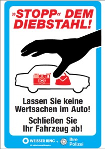 Keine Wertsachen im Auto lassen, warnt die Polizei. Grafik: Polizei Rheinland-Pfalz.