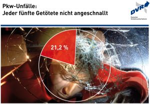 Über ein Fünftel der bei Straßenverkehrsunfällen in Deutschland getöteten Pkw-Insassen war 2015 laut Umfrage des Deutschen Verkehrssicherheitsrates (DVR) nicht angeschnallt. Foto: Deutscher Verkehrssicherheitsrat e.V.